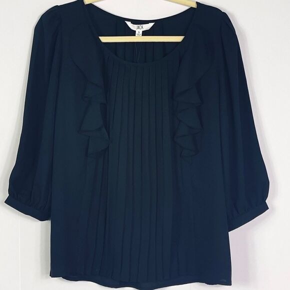 NWT BB Dakota | Jack Pleated front, ruffle trim top, small, black - Picture 1 of 9